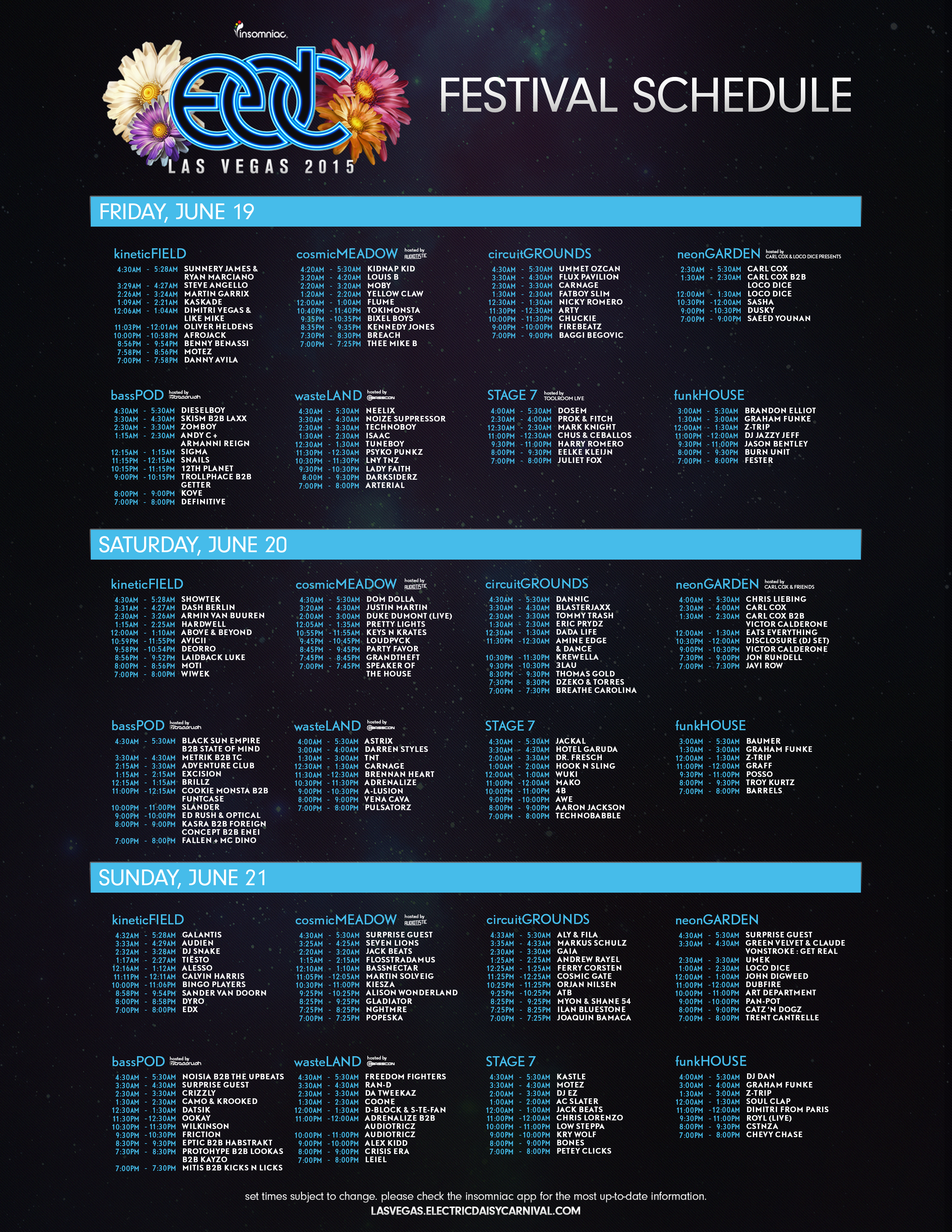 Edc Las Vegas 15 Set Times Released Insomniac