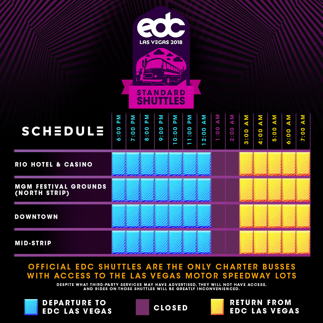 Details Announced for EDC Las Vegas 2018 Shuttles | Insomniac