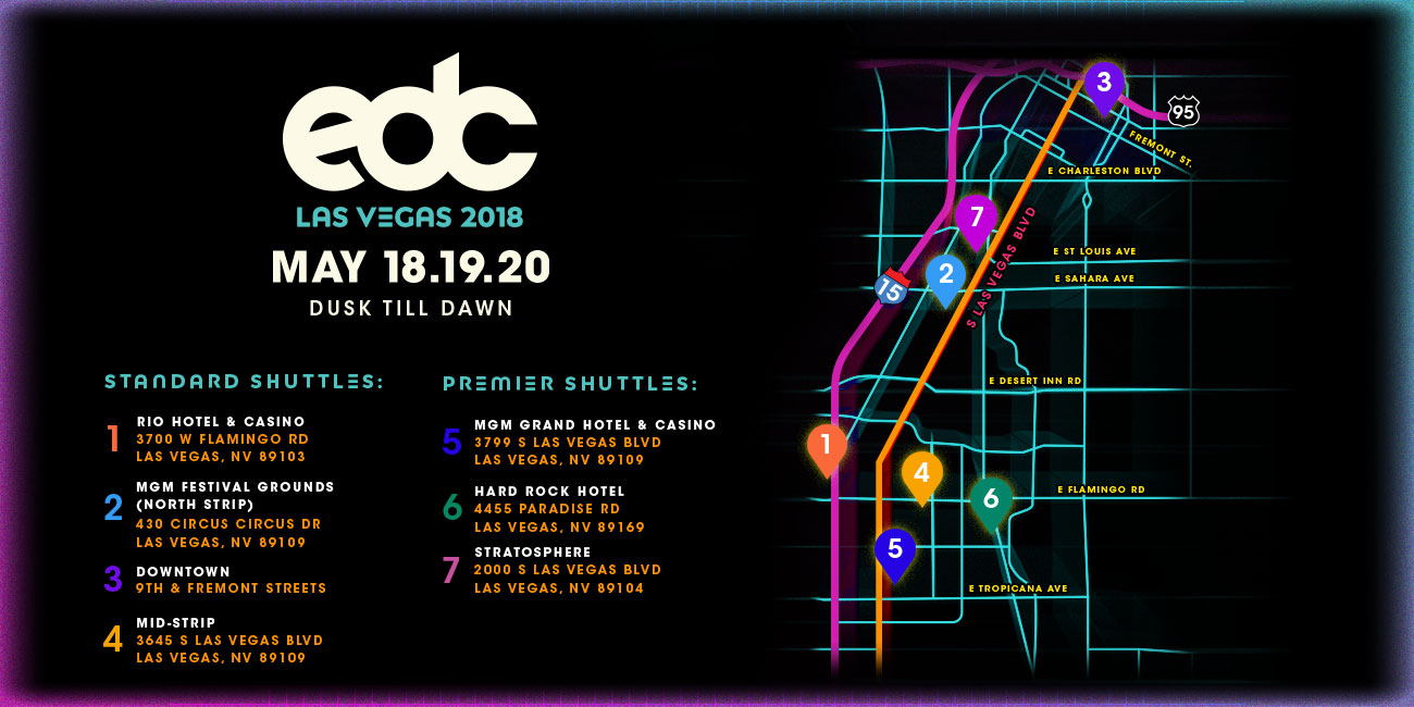 Details Announced for EDC Las Vegas 2018 Shuttles | Insomniac