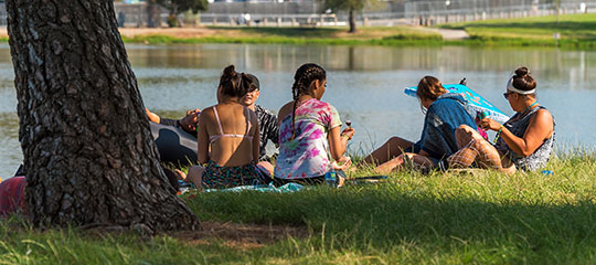 Headliners relaxing by the lake