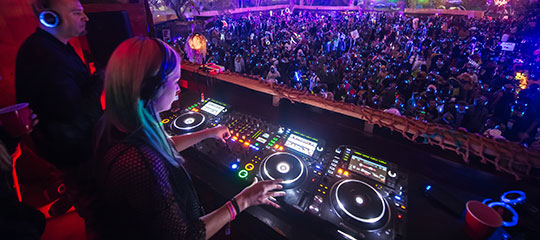 The DJ decks at the silent disco