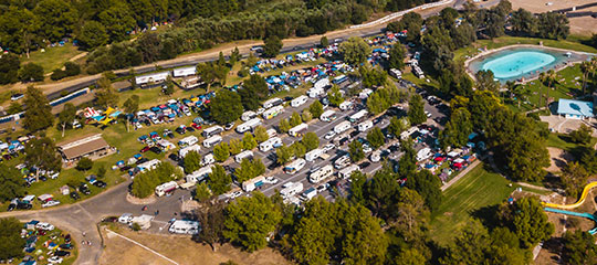 An aerial view of the campground