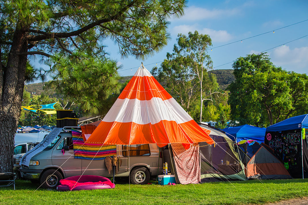 A shade structure by a van