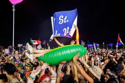 A Headliner crowd-surfs