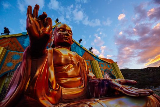A giant Buddha onstage