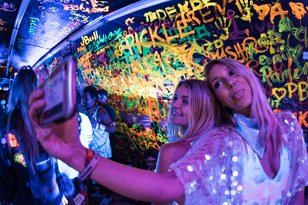 Two girls pose for a selfie