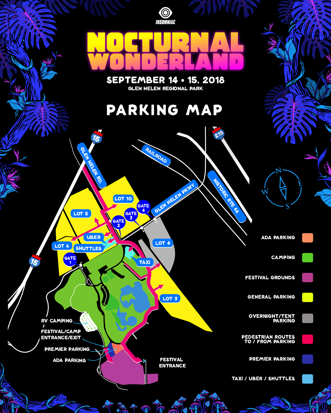 Nocturnal Wonderland 2018 Parking Map