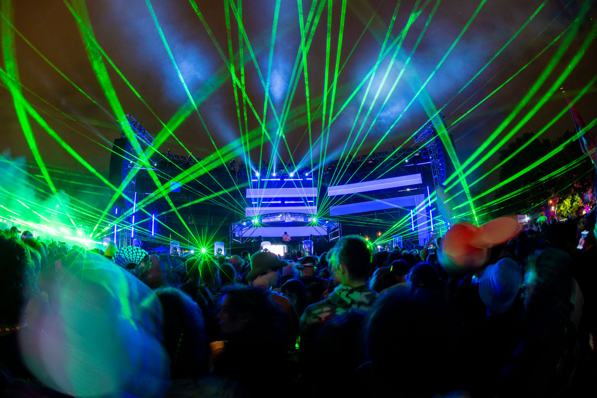 stage with lasers