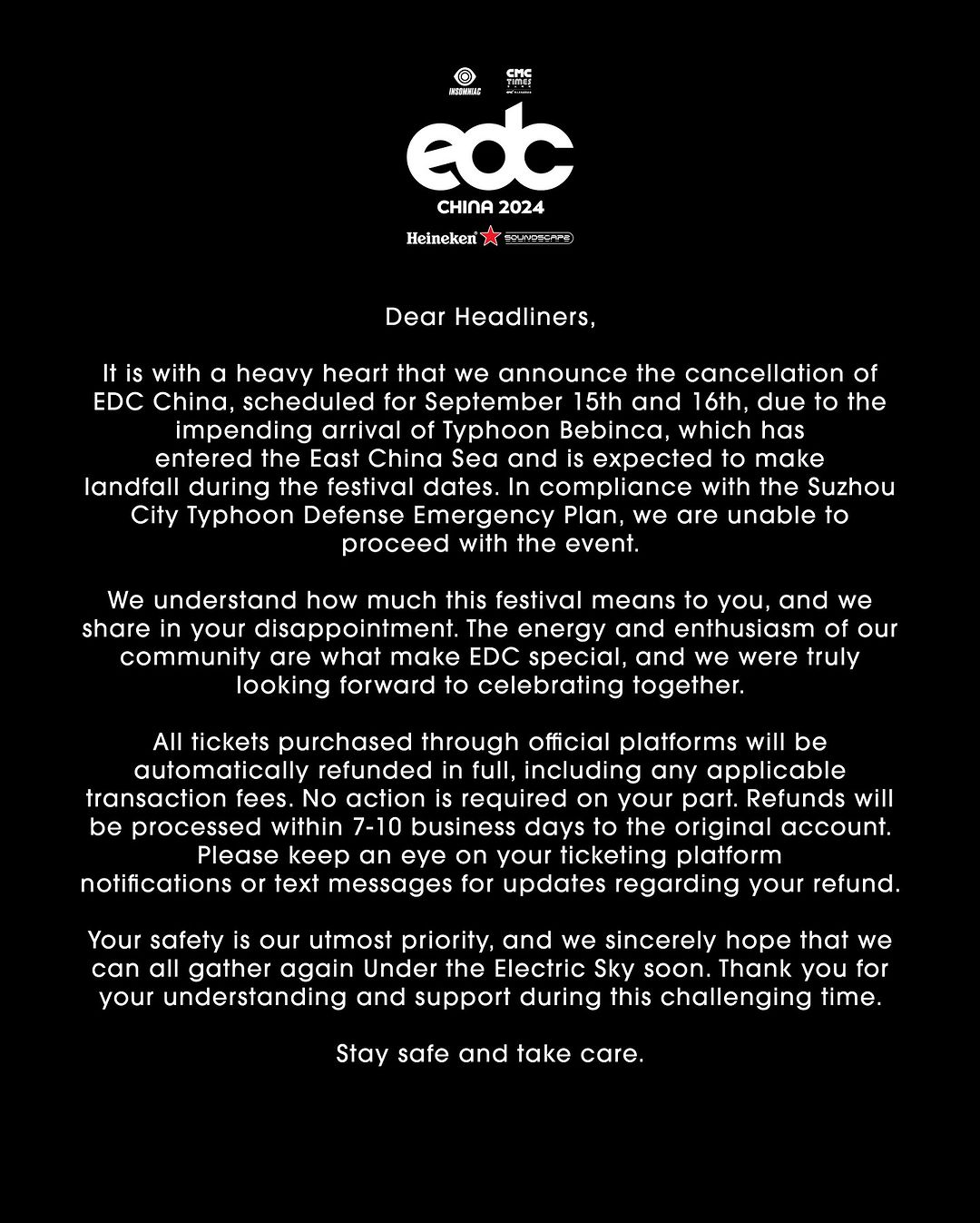 EDC China 2024 Cancellation