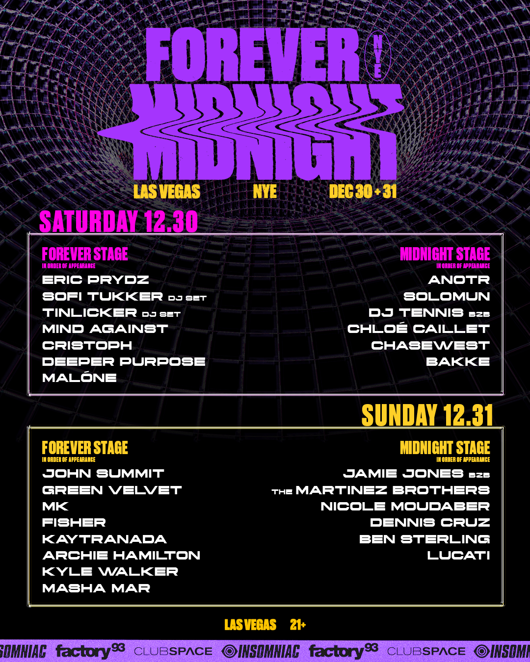 Lineup Forever Midnight Las Vegas 2023