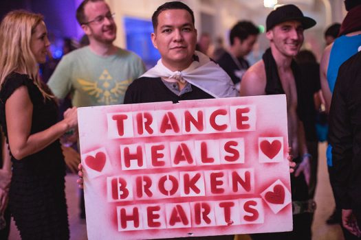 "Trance heals broken hearts" sign