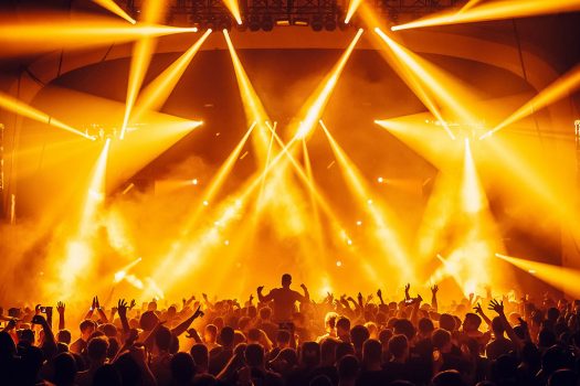 Orange lights over the crowd