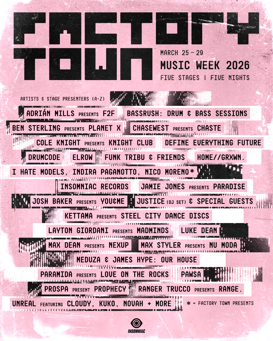factory town music week lineup