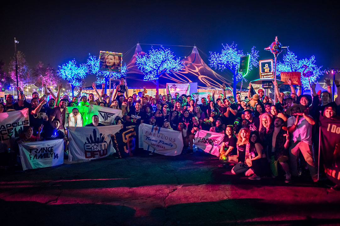 Trance fams with their banners