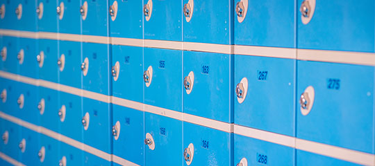 Rows of blue lockers