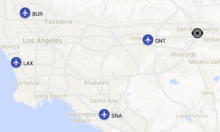 Map of SoCal airports