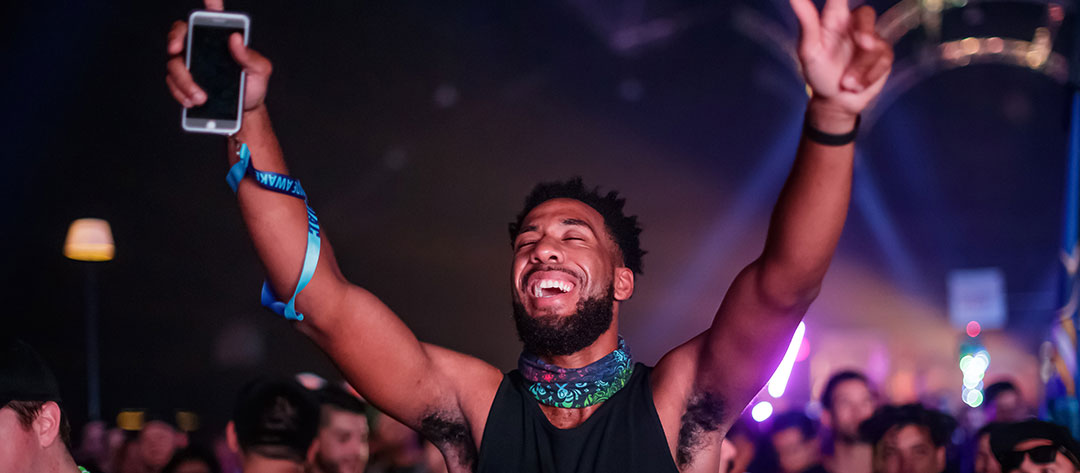 A man with his arms up