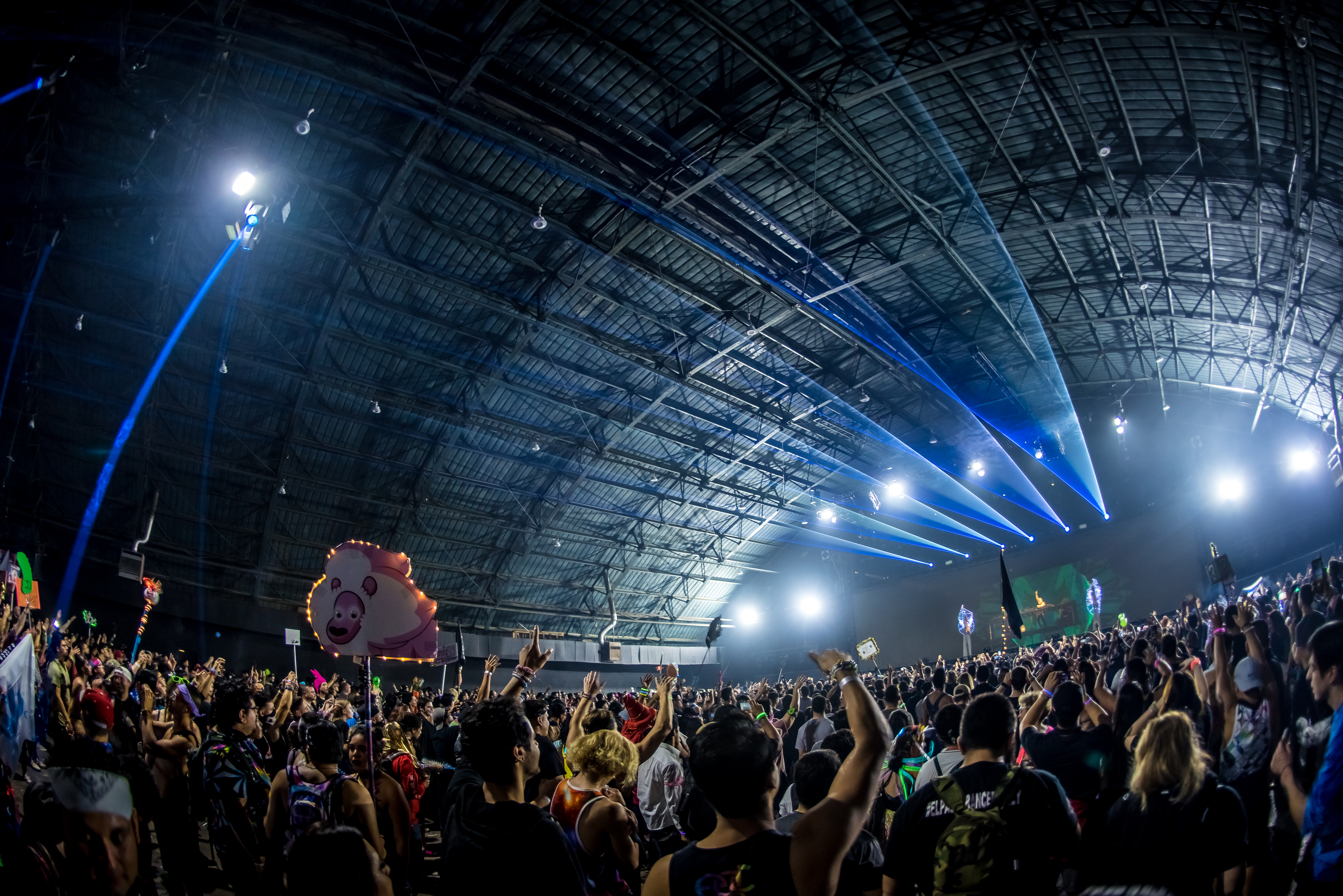 Headliners with their hands in the air
