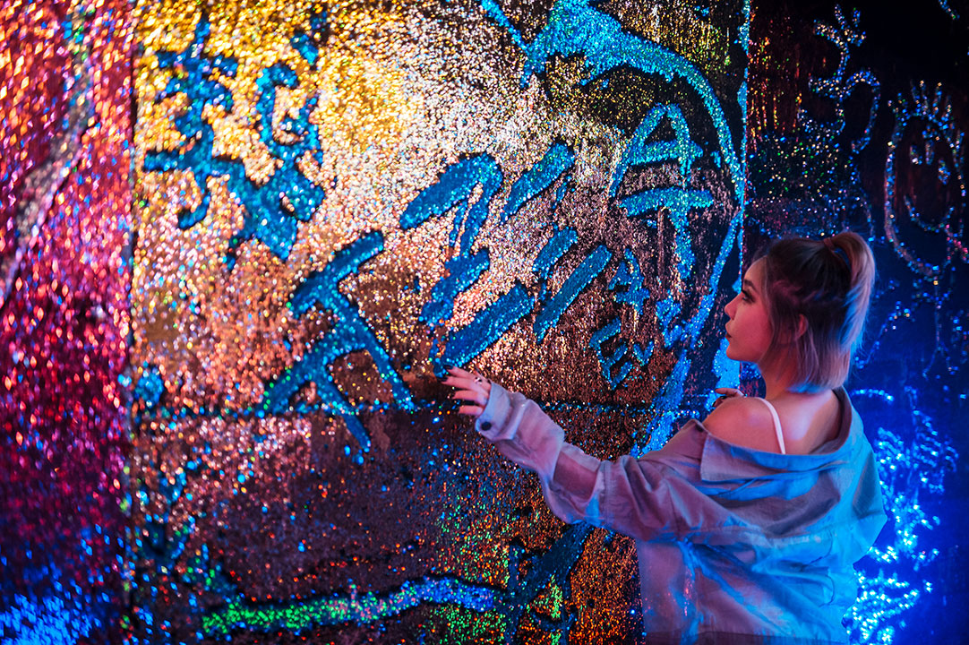 interactive glitter wall