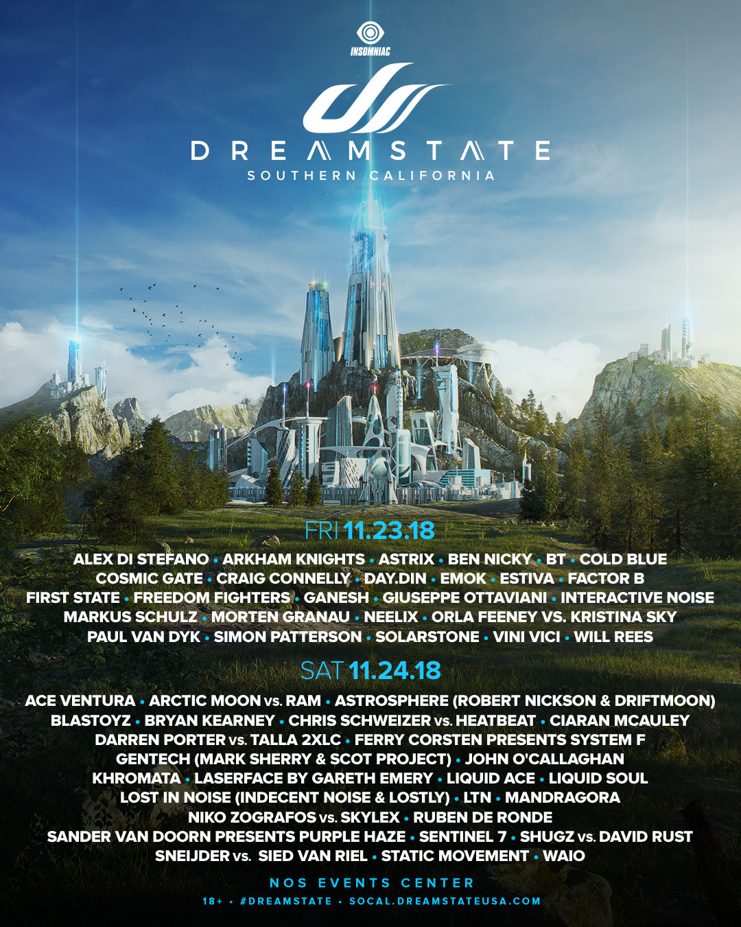 Dreamstate SoCal 2018 lineup by day