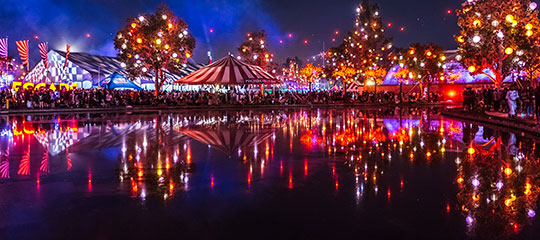 Lights reflecting on the pond