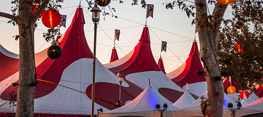 Tent tops in the sky