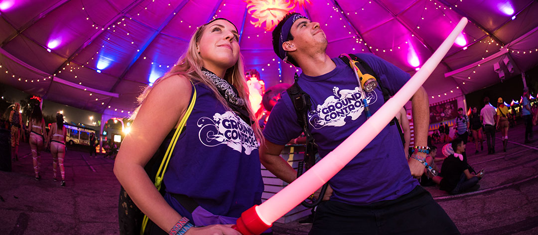Ground Control members with a light saber