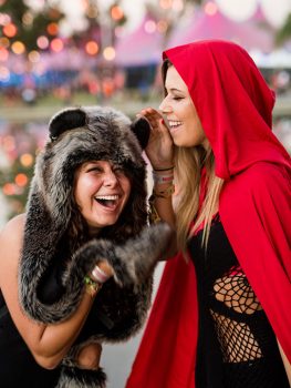 Two Headliners as Little Red Riding Hood and the Wolf
