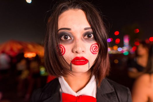 A Headliner in creepy doll makeup