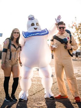 Headliners in Ghostbusters costumes