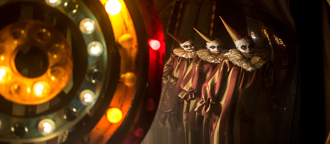 Colored lights and creepy clowns