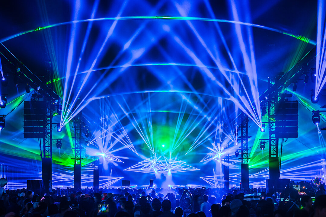 neonGARDEN stage with lasers