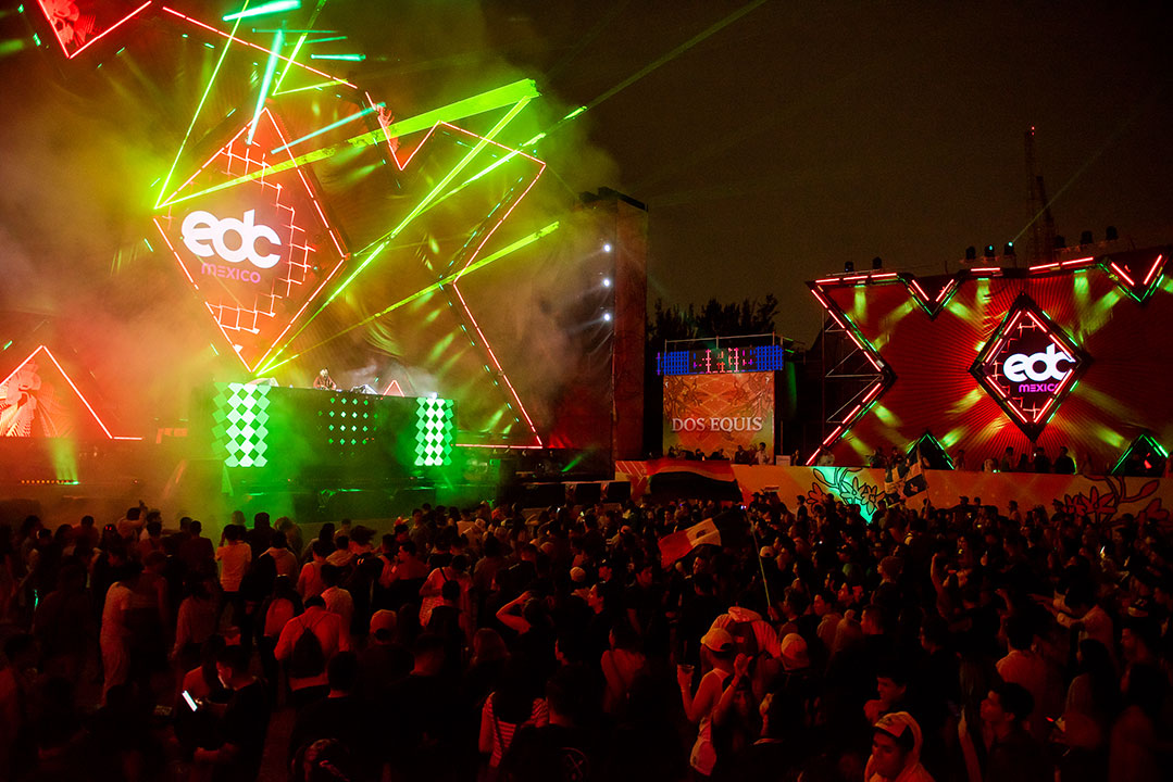 the Dos Equis stage with green lasers