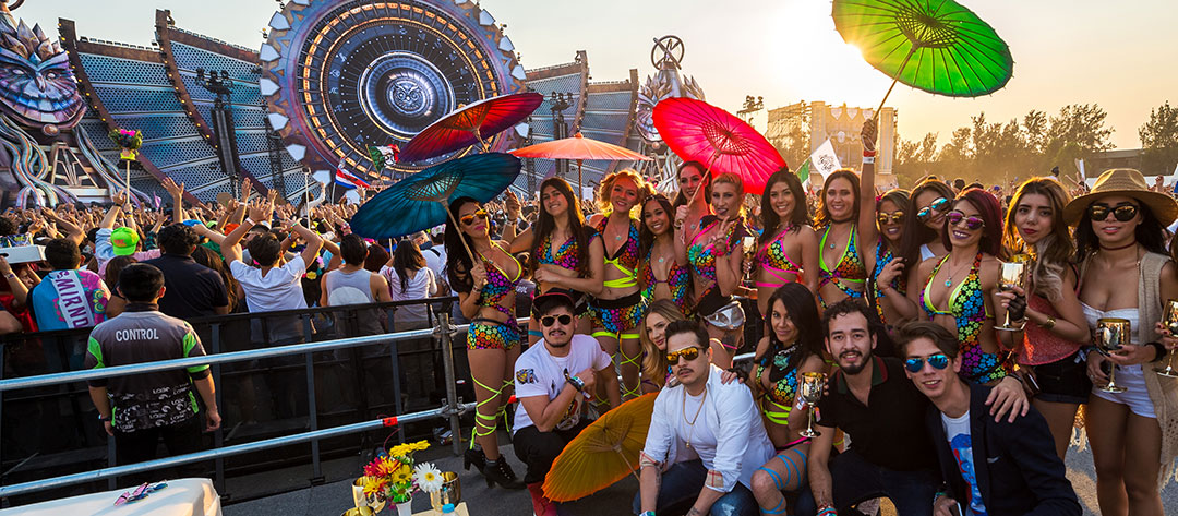 A group with parasols