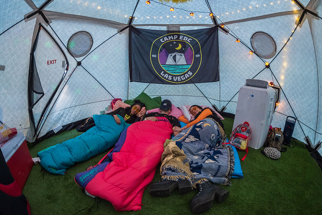Headliners sleeping in their ShiftPod2