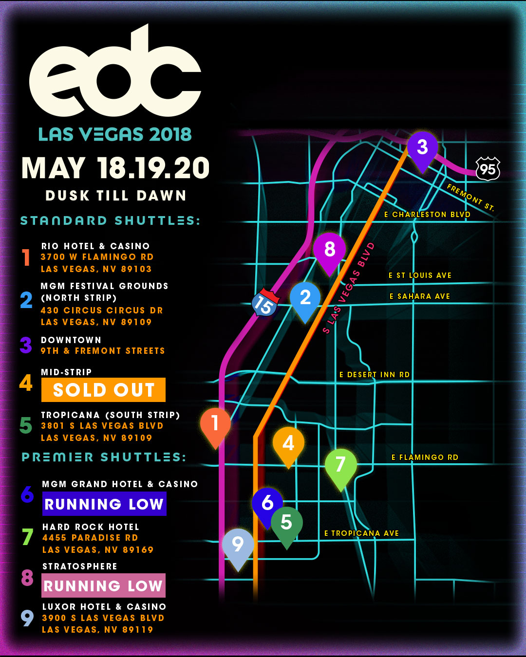 EDC Las Vegas shuttle map
