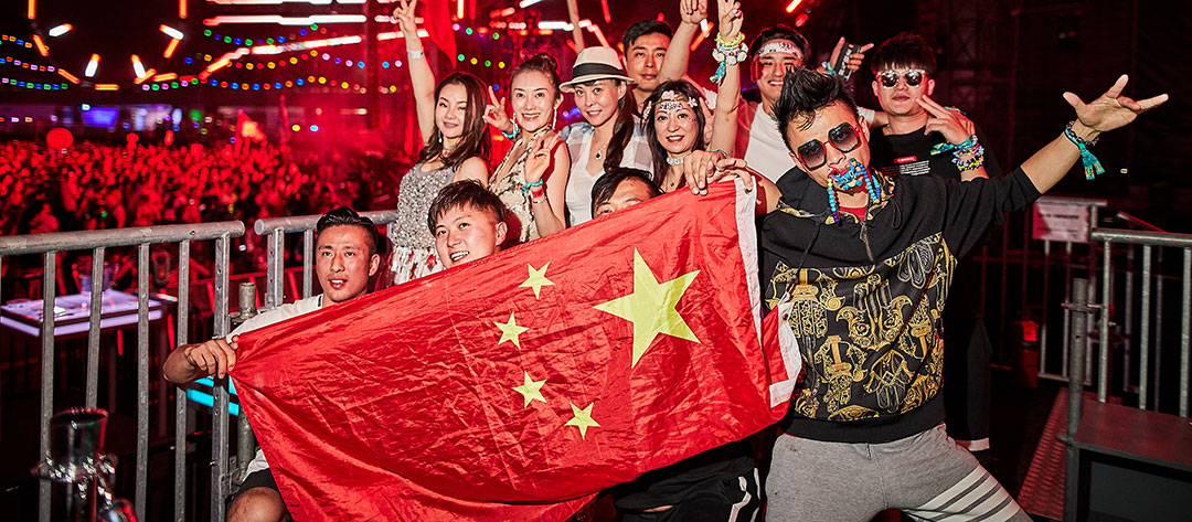 A group with a China flag