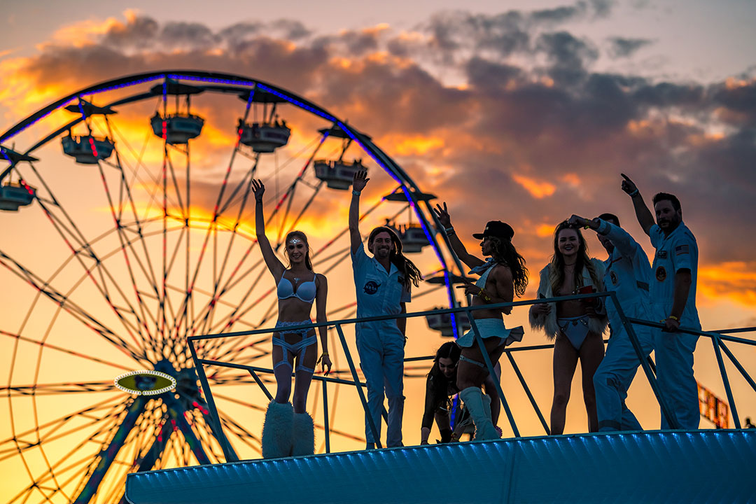 People on an art car