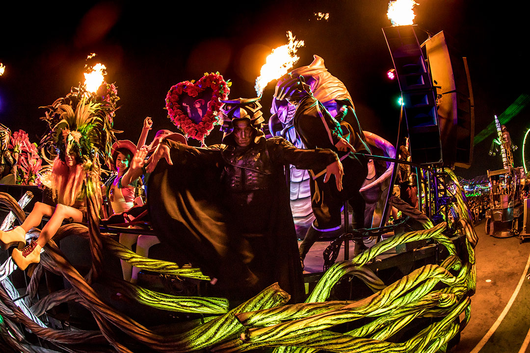 People on an art car