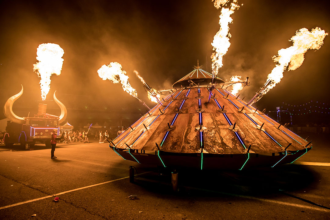 Flames from an art car