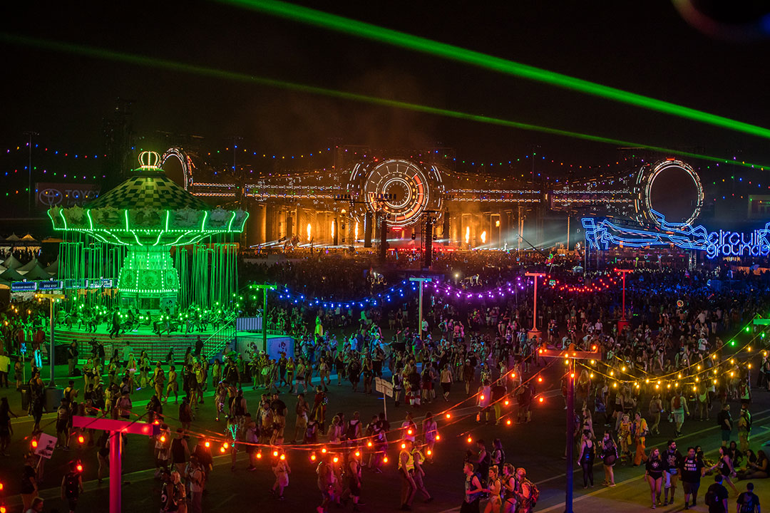 The festival lit up at night