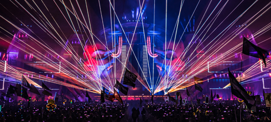 stage with lasers