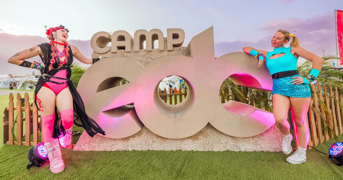 EDC camping guide image showing Camp EDC atmosphere and festival stay setup