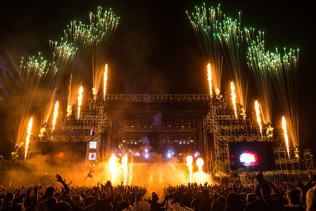 Fireworks over the stage