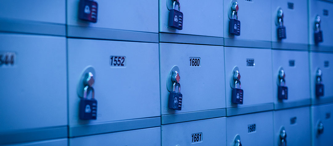 Lockers under blue light