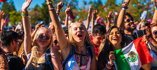 Girls with their hands in the air