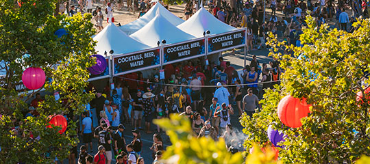A row of beverage tents