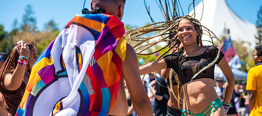 A girl with braids dancing