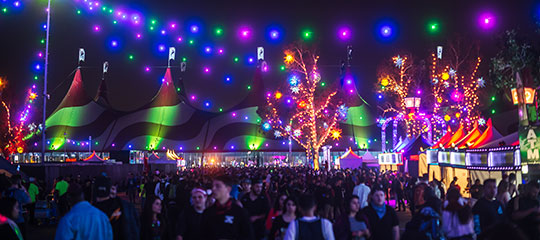 Tent tops and colored lights