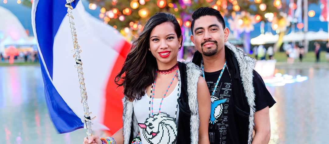 A couple with a flag